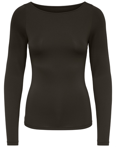 Only - ONLea Boatneck Langarm-Top - Chocolate Torte